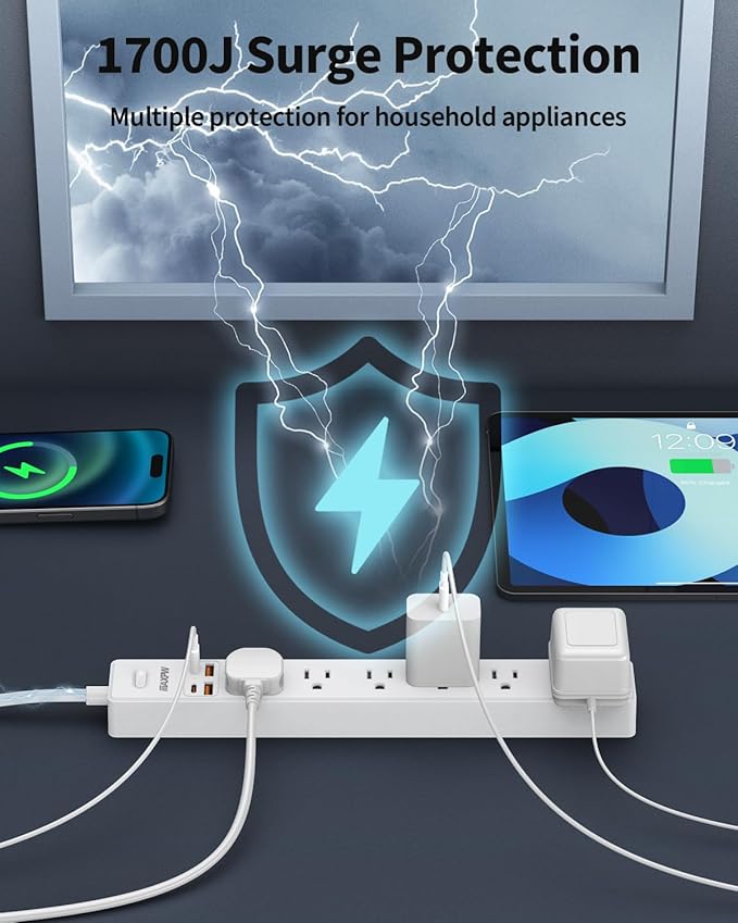 2 Pack Power Strip Surge Protector