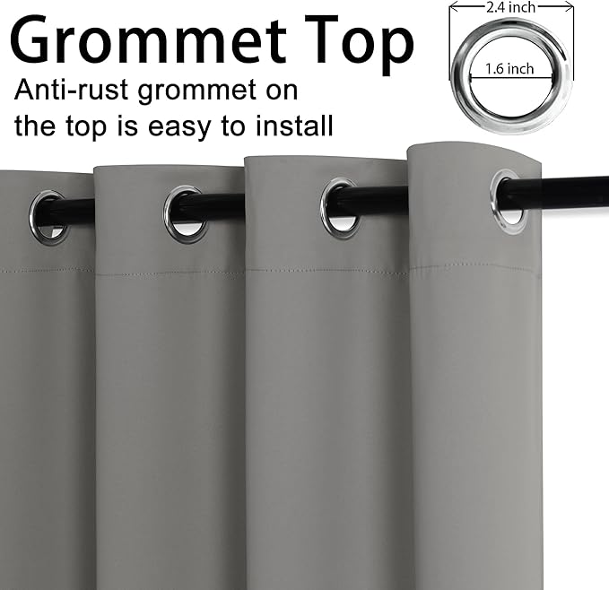 JIUZHEN Light Grey Blackout Curtains