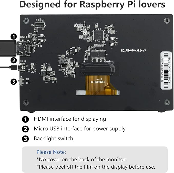 HAMTYSAN Raspberry Pi Screen, 7 Inch Portable Monitor External Display 800x480