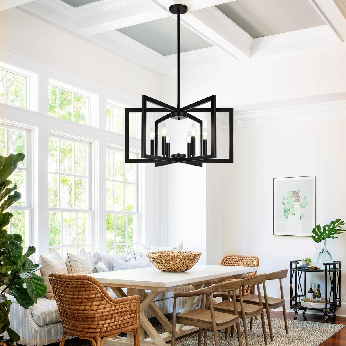 25"-61" Height Adjustable Modern Matte Black Chandelier for Dining ...