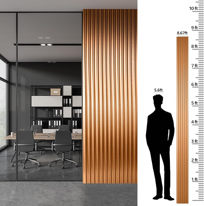 Art3dwallpanels Slat Wall Paneling, 8 Pack Wavy Grain Panel Wall Slats