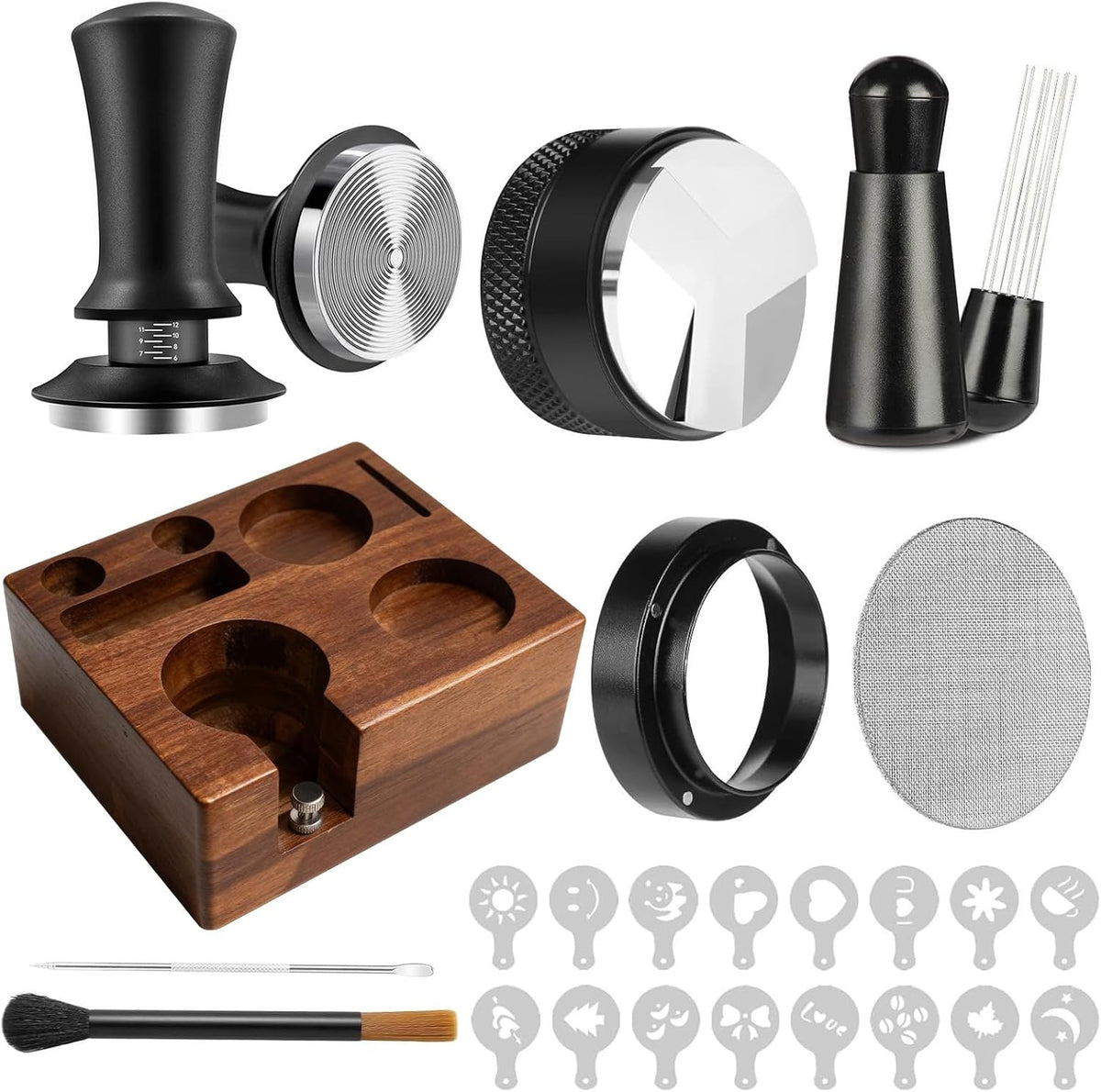 58mm Espresso Accessories Kit, 9 Pcs Espresso Tamper Tools Set