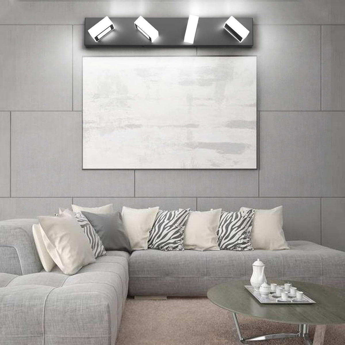 Ralbay LED Black 4 Lights Acrylic Lighting Fixtures Modern Matte Black Bathro...