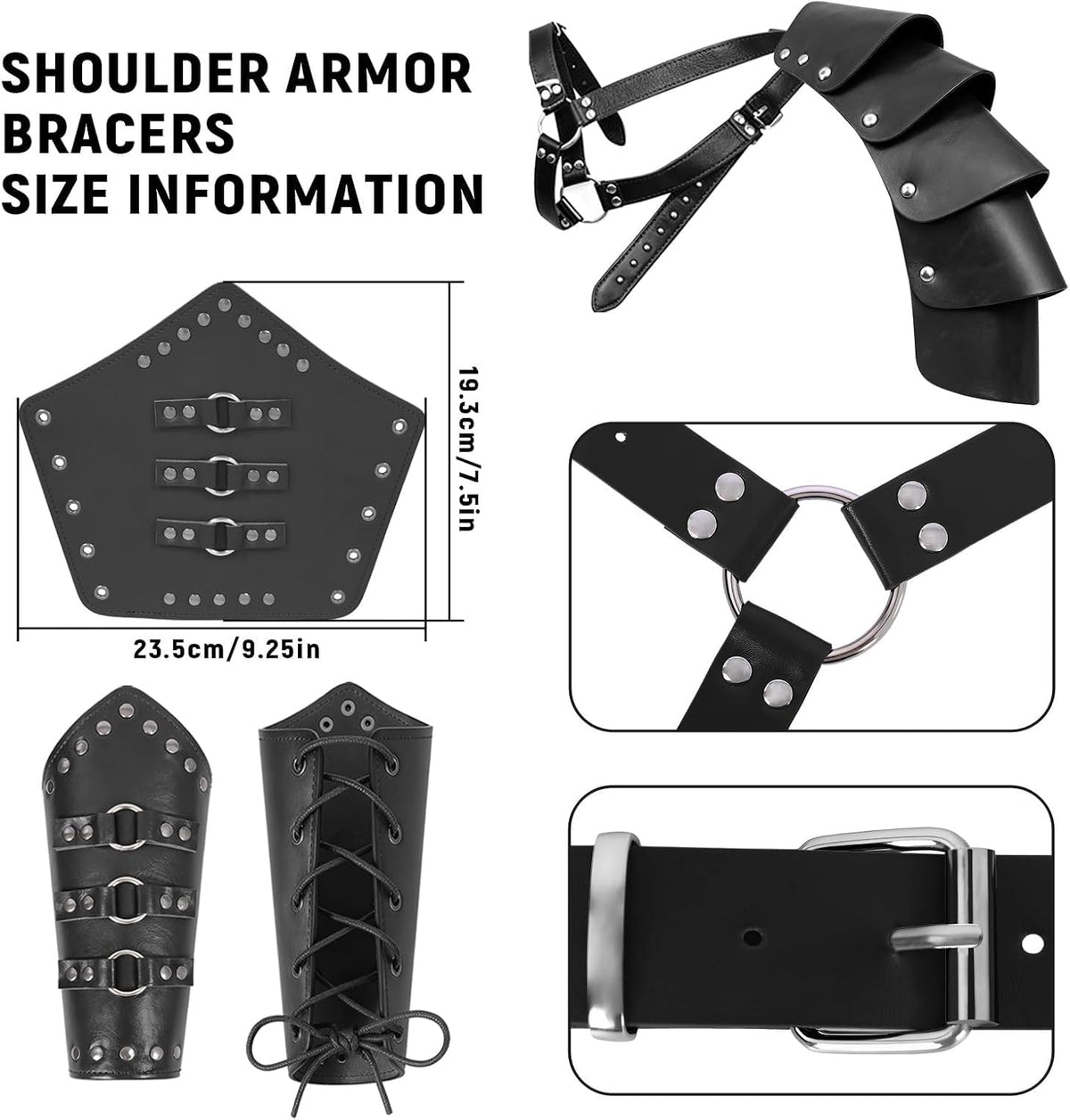 Renaissance Costume Accessories Men - Leather Armor Pauldron & Shoulder C...