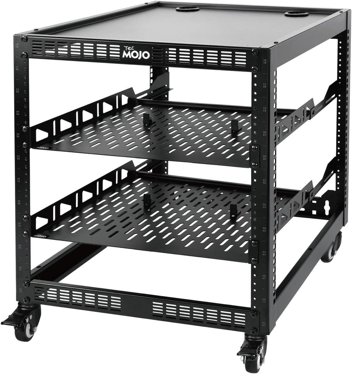 TECMOJO 12U Open Frame Network Rack for IT & AV Gear, 4-Post With Casters...