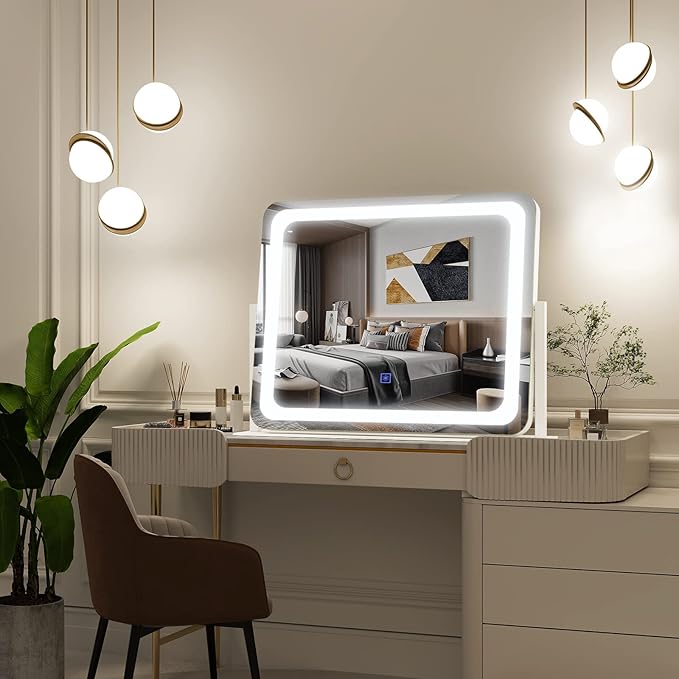 FENNIO Vanity Mirror with Lights 22''x17'' Makeup Mirror with...