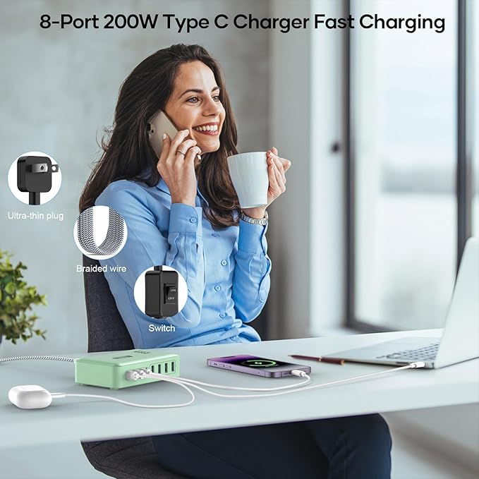 8-Port Multiple Charger Station 200W