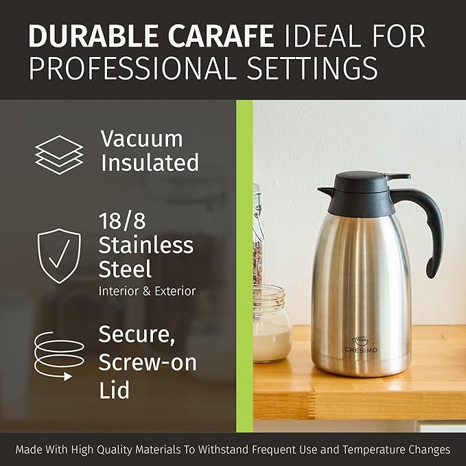 Thermal Coffee Carafe 2L / 68 oz – Updated 2025 Model – Insulated Stainless