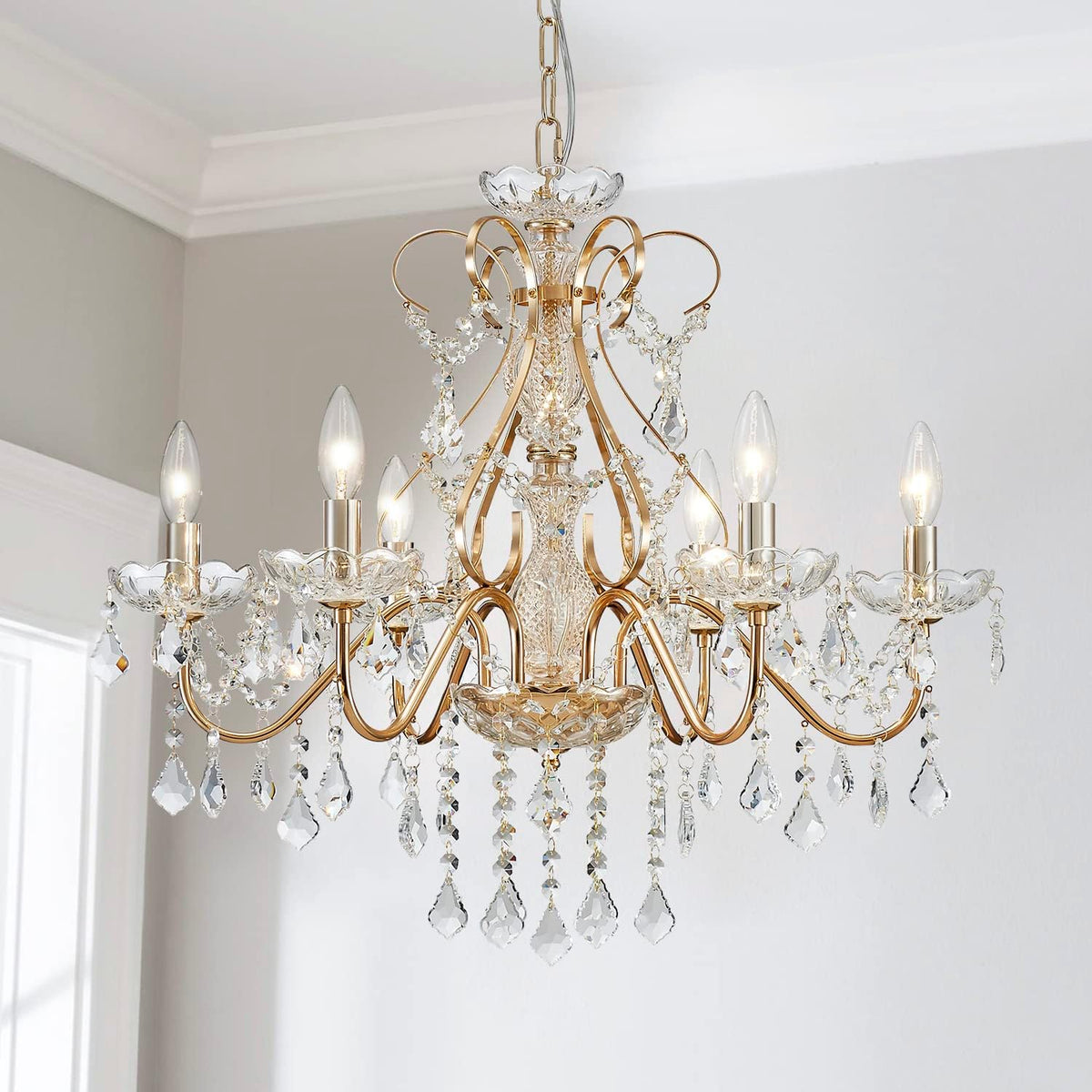 Saint Mossi 6 Light Crystal Chandelier Light Fixture Modern Chandelier Crysta...