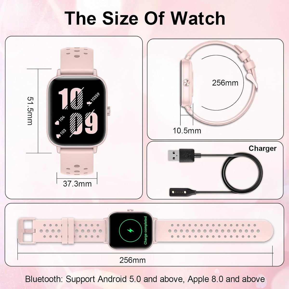 Smart Watch for Women 3 Bands 1.83" HD Fitness Tracker Sleep Monitor Pink