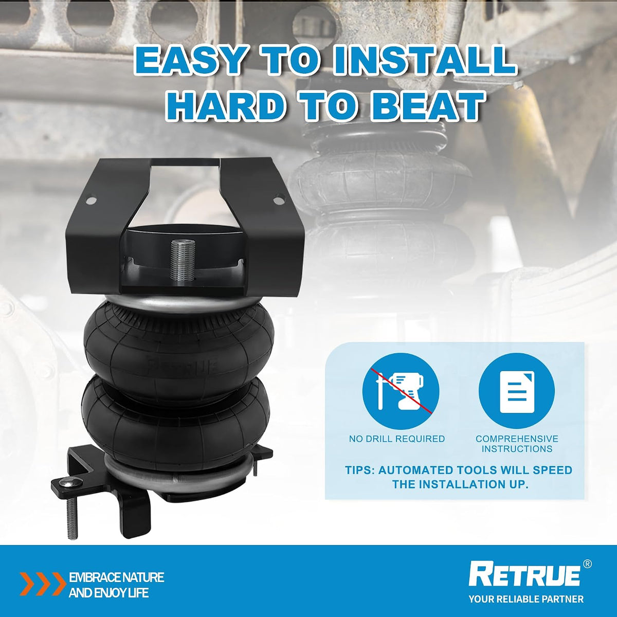 RETRUE Rear Air Bags Suspension Kit for Silverado Sierra 2500HD 3500HD