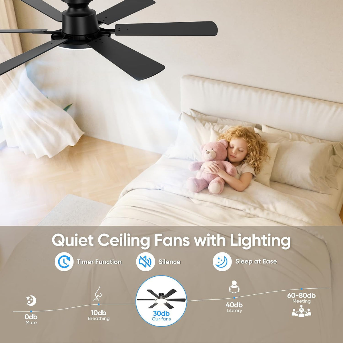 52'' Ceiling Fan with Light Remote/APP Control for Living Room