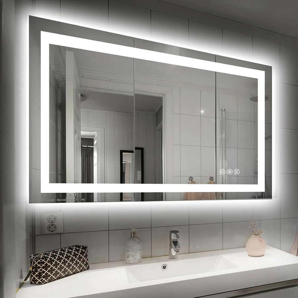 Hivone 40"X32" LED Bathroom Mirror with Lights, Anti-Fog, Dimmable,...