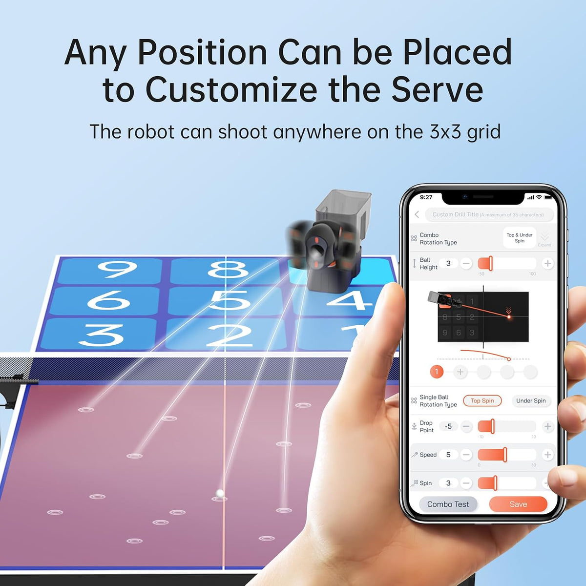 PONGBOT Table Tennis Robot: APP Control 264 Drills, Portable Ping Pong Machin...