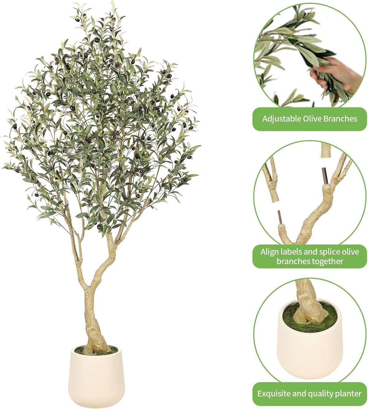 6ft Artificial Olive Tree with Tall Exquisite Planter