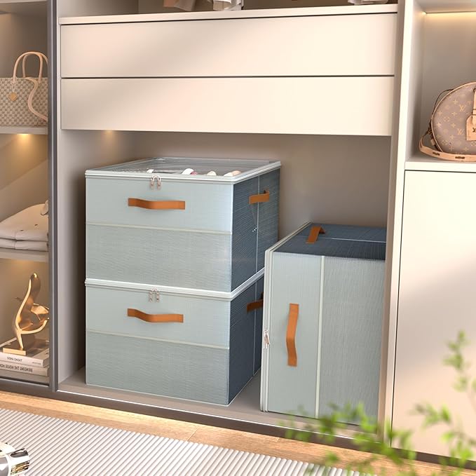 Shoe Organizer for Closet, 2 Pack Foldable Shoe Storage Organizer Box Bin