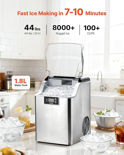 VEVOR Countertop Ice Maker, 44 lbs per Day, Self-Cleaning Portable Machine