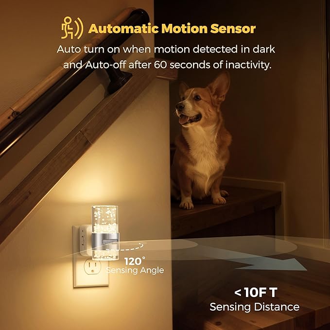 L LOHAS LED Motion Sensor Night Light, Dimmable Night Lights Plug into Wall