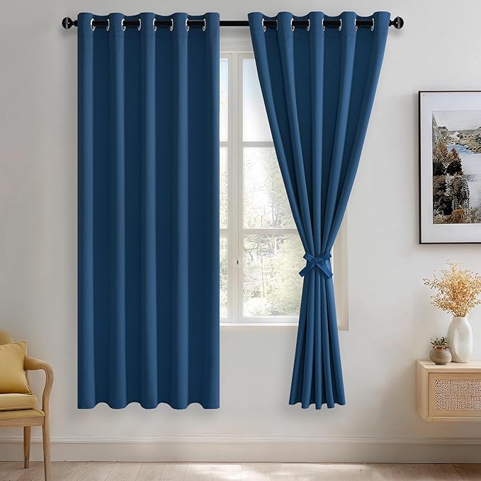 JIUZHEN Classic Blue Blackout Curtains