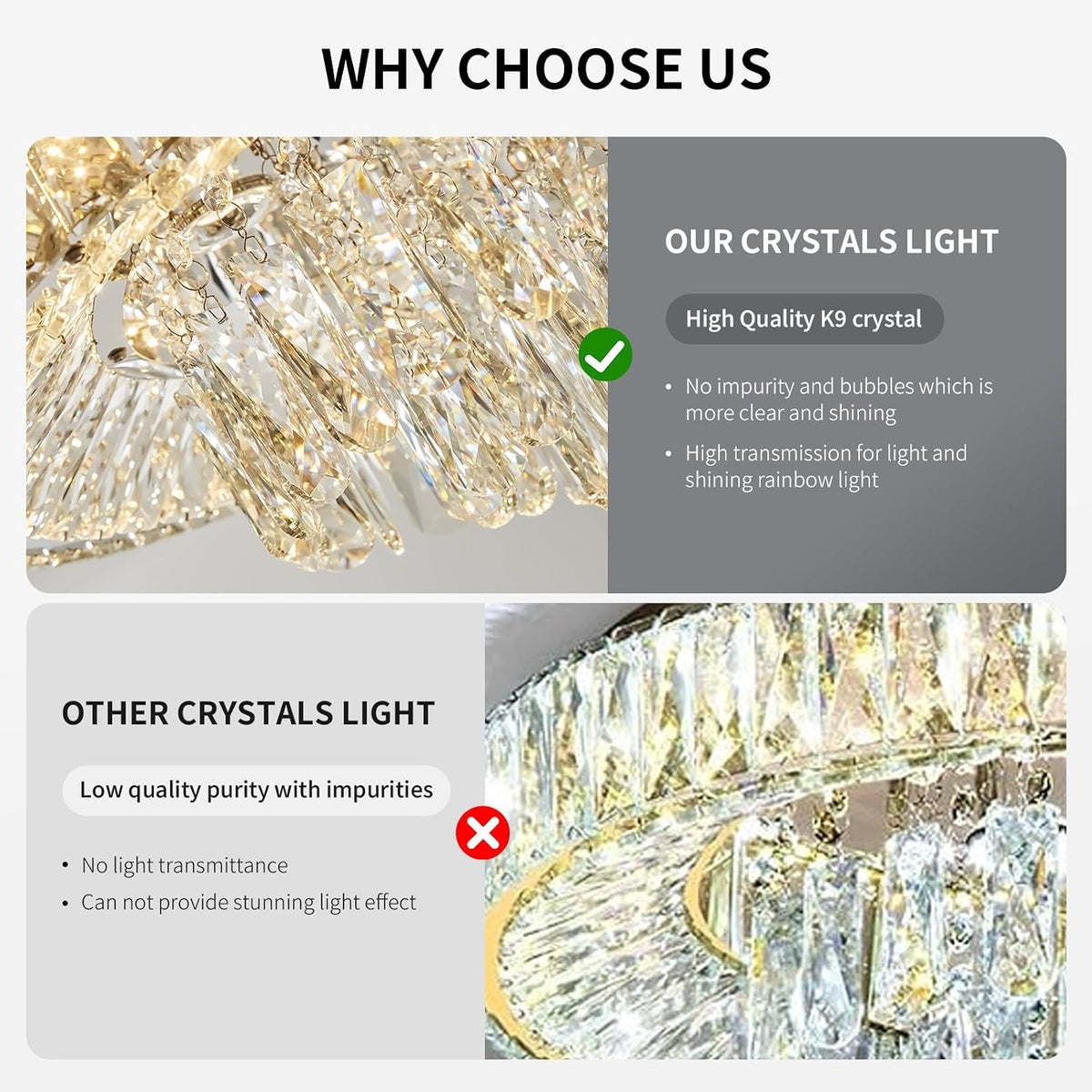 30" Ceiling Silver Crystal Chandeliers: Dimmable 3CCT LED Light with Remote