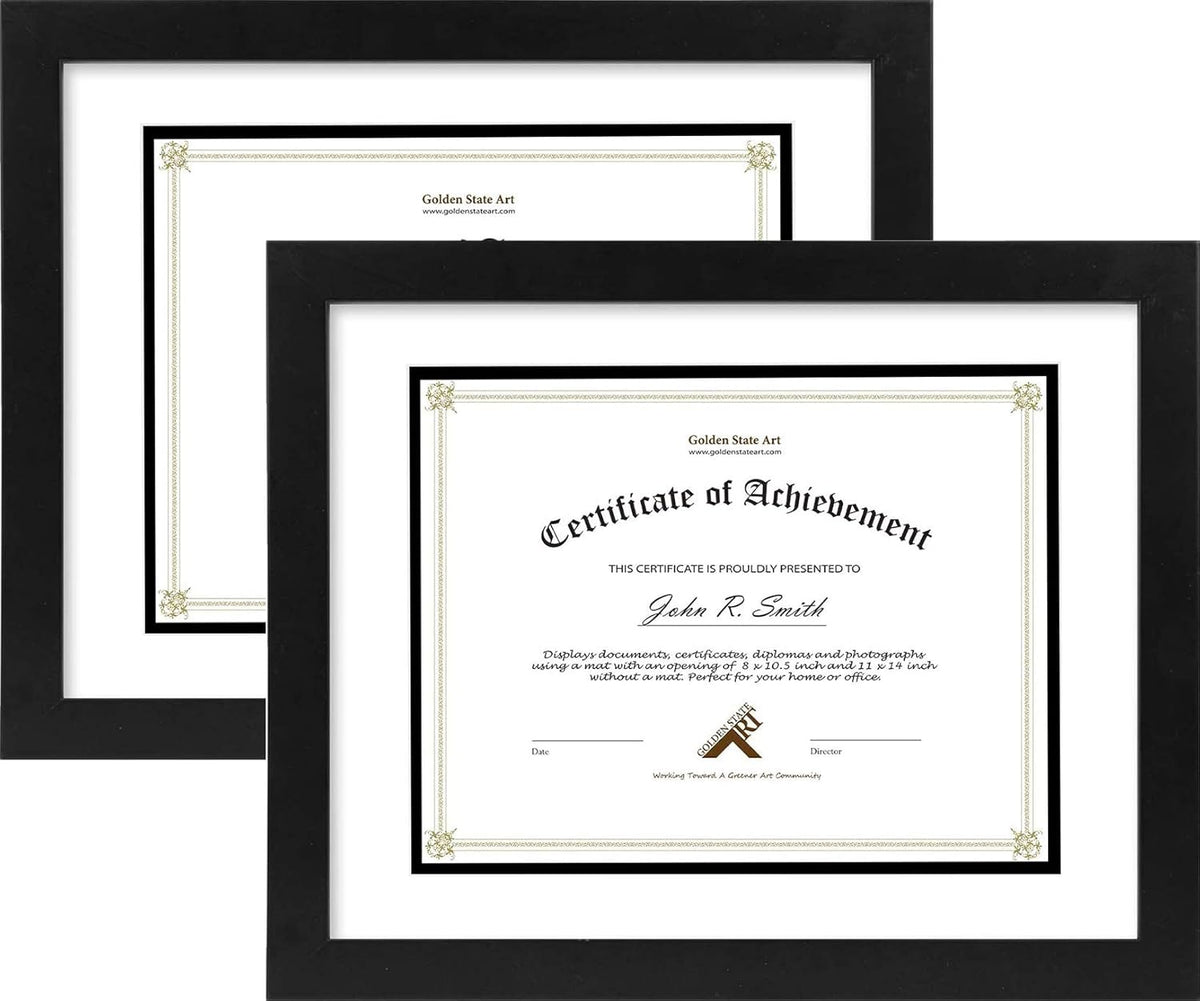 Golden State Art 11x14 Diploma Frame for 8.5x11 Document,Solid Wood/Glass | F...