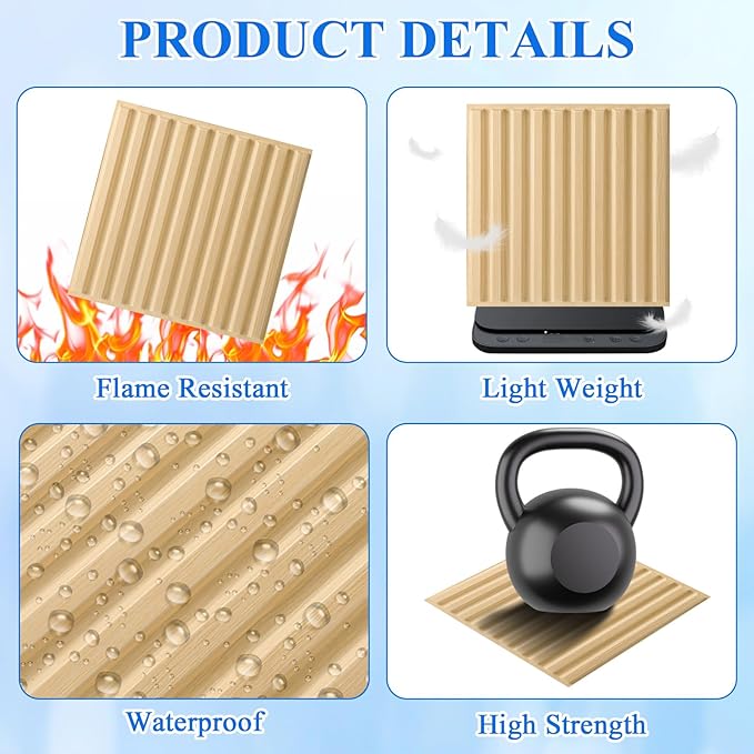 Nuanchu 32 Pcs 3D Slat Wall Panels 12 x 12 Inch PVC Fluted Textured Panel