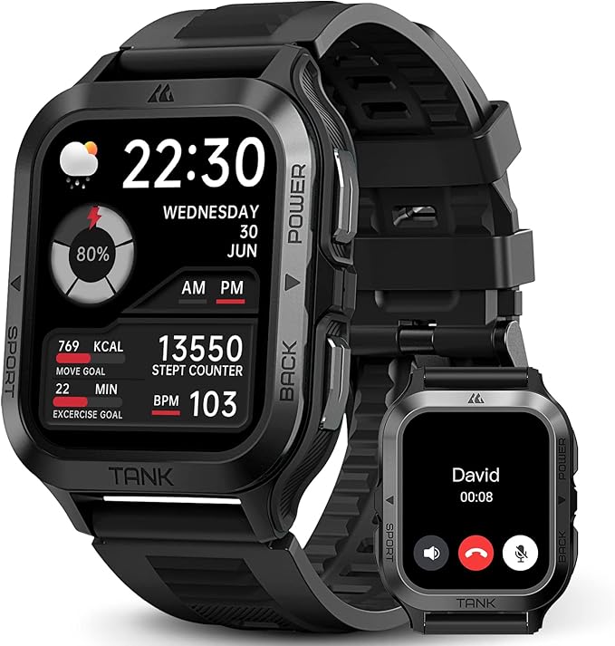 AMAZTIM Smart Watch, 60 Days Extra-Long Battery, 50M Waterproof, Rugged