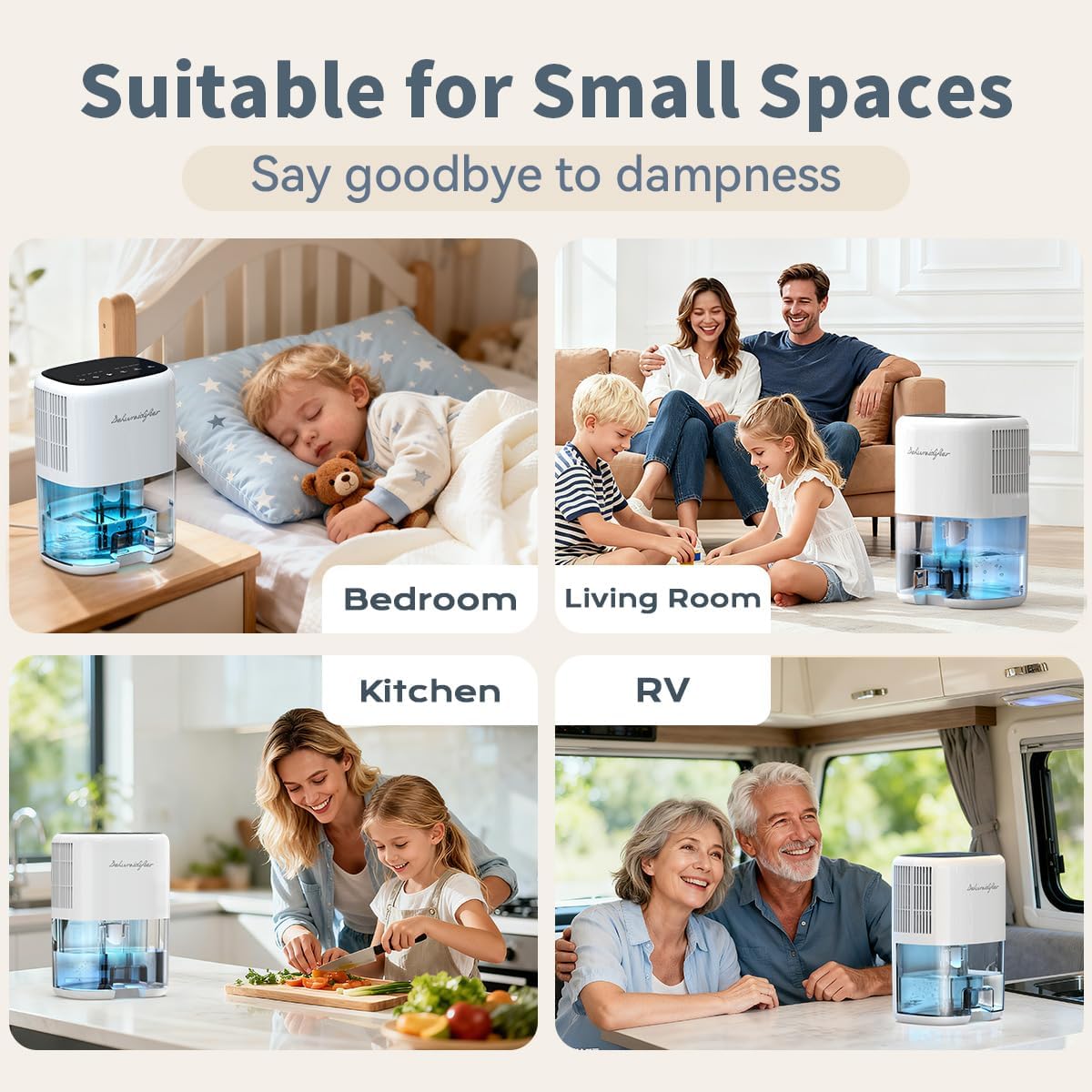 Small Dehumidifier for Home 44OZ Quiet with Auto Off & Defrost 5 Timers 3...