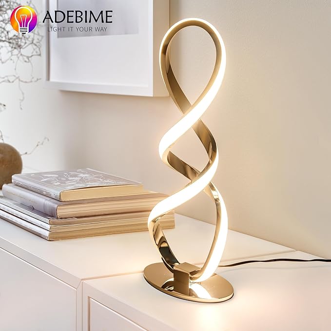 LED Spiral Bedside Table Lamp, Stepless Dimmable 12W 3000K Warm White, Modern