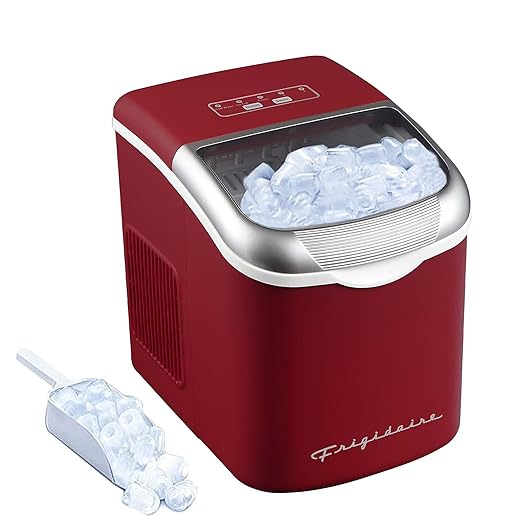 FRIGIDAIRE Retro Compact Ice Maker Machine, Bullet Ice, 26 lb per Day