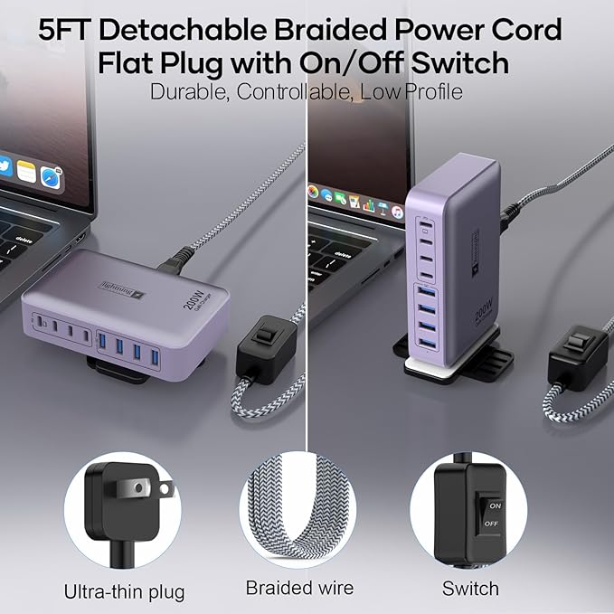 8-Port Type C Fast Charger Block 200W