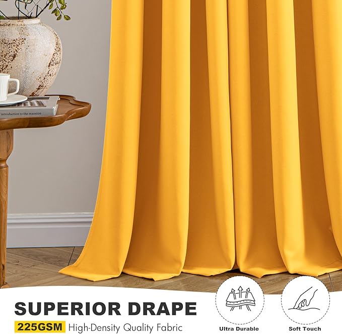 MIULEE Yellow Blackout Curtains