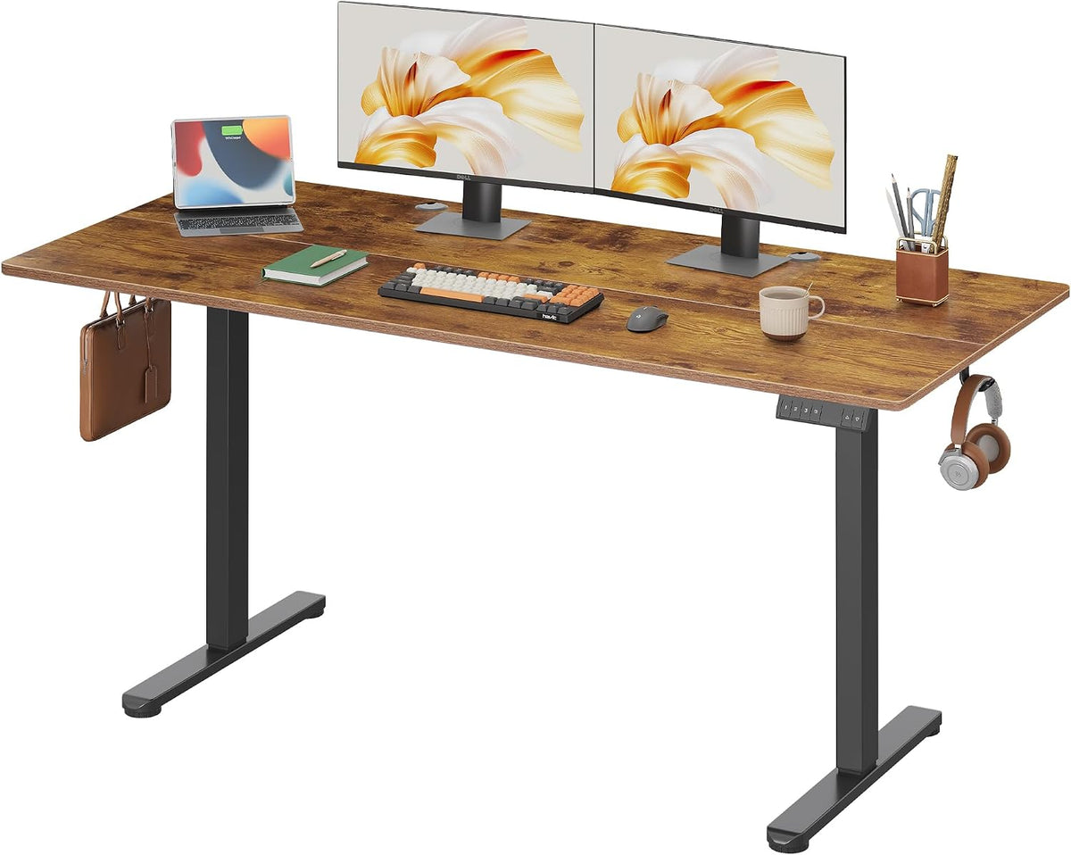 DEVAISE 63 Inch Standing Desk with Split Top, Computer Desk, Rustic Brown