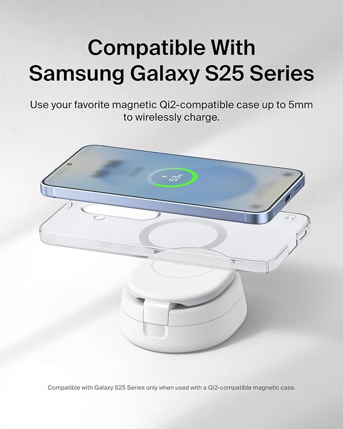 Belkin MagSafe Charger Compatible, 2-in-1 Qi2 Wireless Charging Station 15W