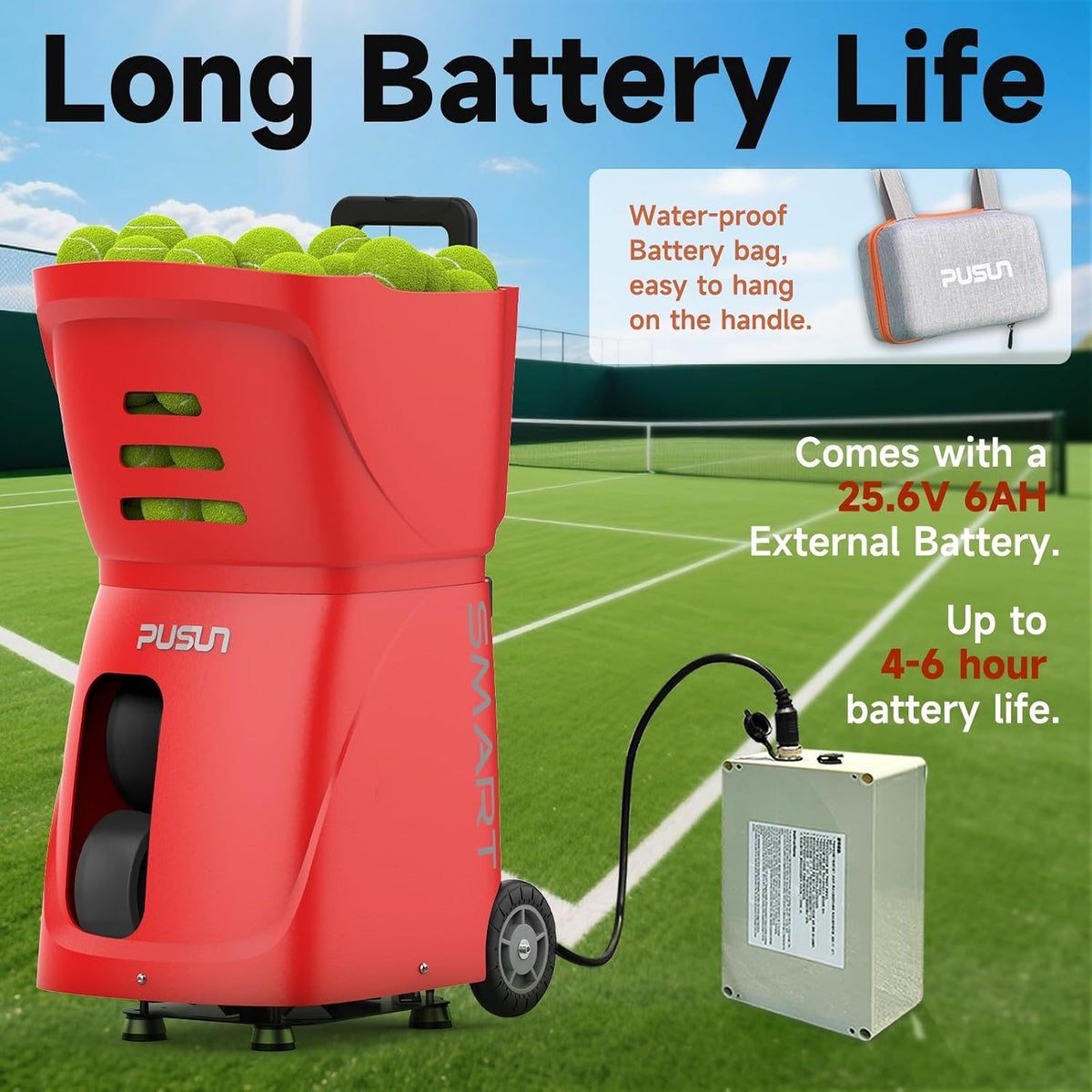Tennis Ball Machine, PT-Smart Tennis Ball Machine with App/Remote/iWatch Cont...