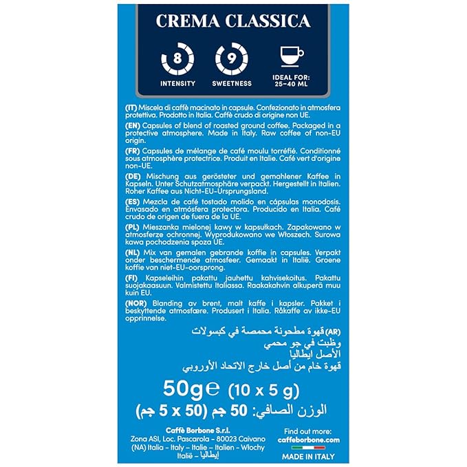 Caffè Borbone Crema Classica Aluminum Capsules Compatible (100 Count)