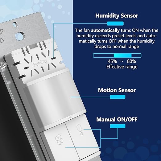 LIDER Humidity Sensor Switch and Motion Sensor Light Switch, PIR Sensor