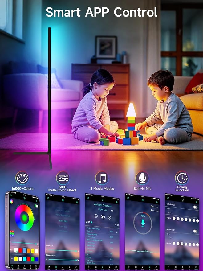 Tyute Corner Floor Lamp, RGB LED Corner Lamp