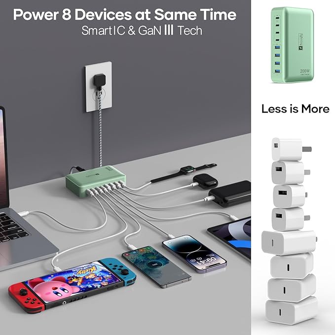 8-Port Multiple Charger Station 200W