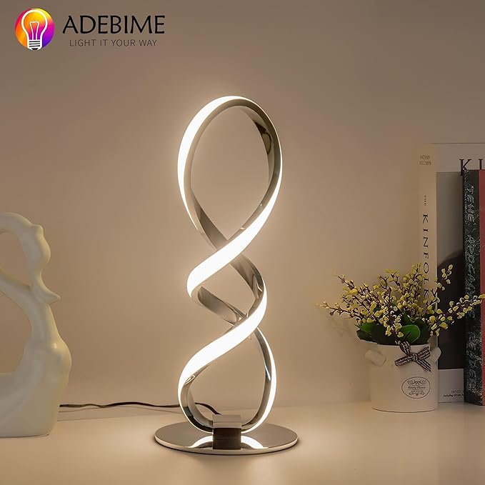 LED Spiral Bedside Table Lamp, Stepless Dimmable 12W 3000K Warm White, Modern