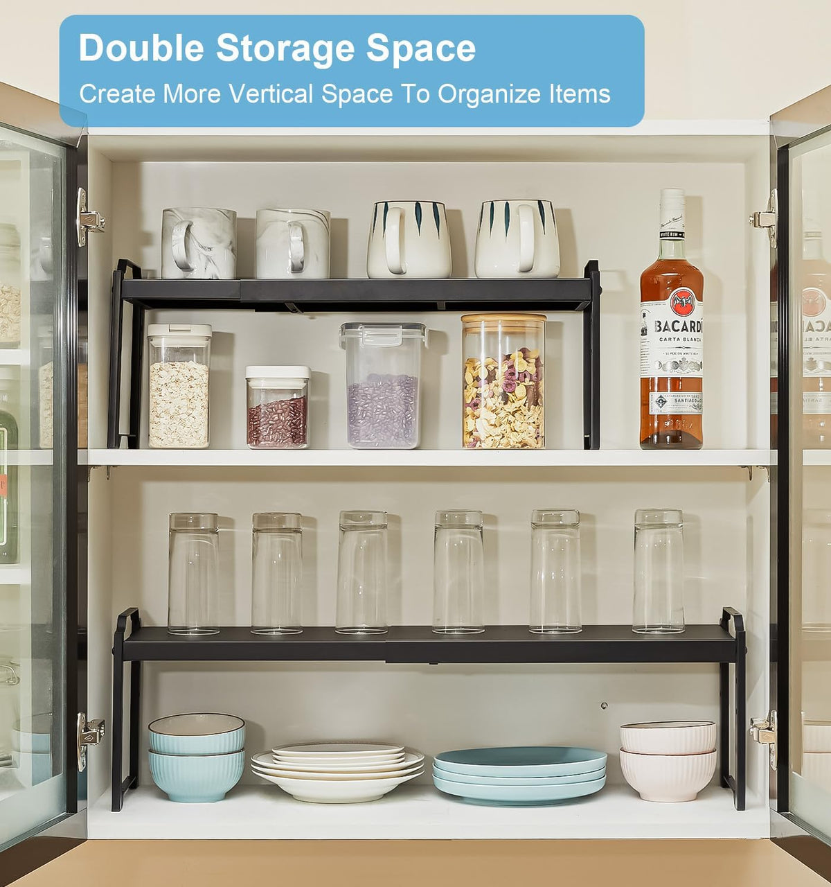 4 Pack Kitchen Cabinet Shelves Organizers, Kitchen Counter Storage Shelf Spic...