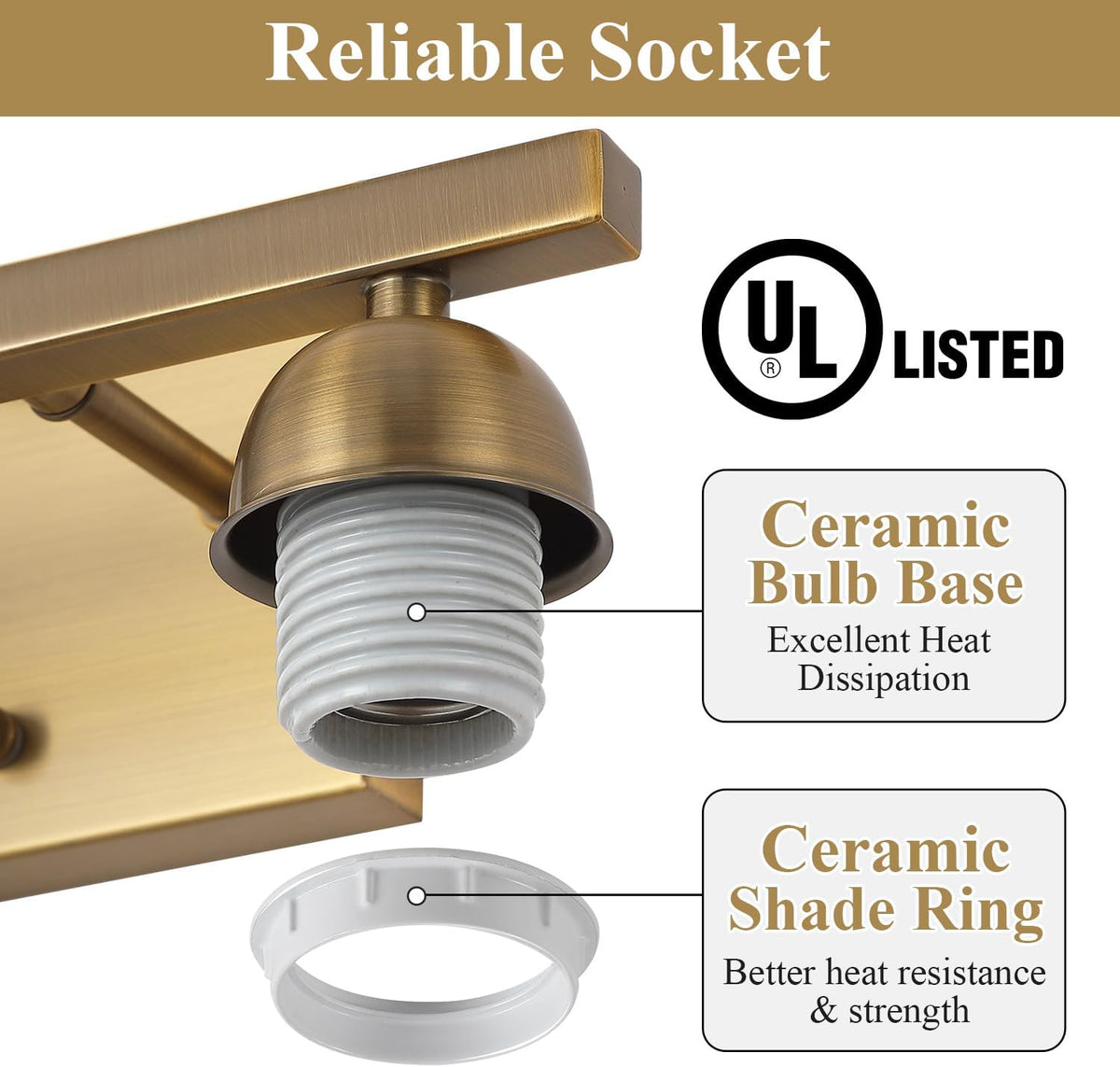 Milk Glass Vanity Lights for Bathroom, 2 Light Antique Matte Brass Bathroom V...