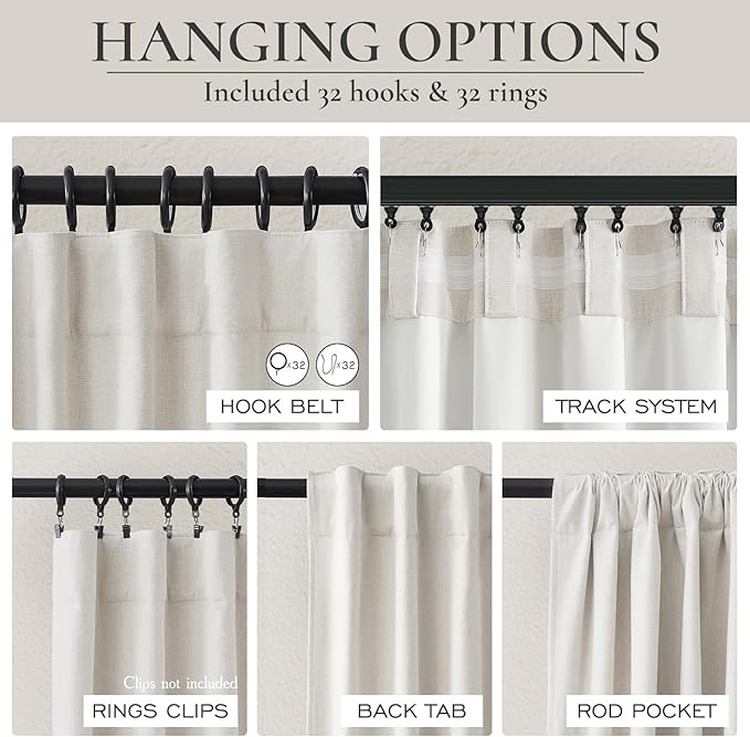 Birch Lush Decor Curtains for 104-106 Inch Windows 2 Panel Sets, 104 Inch Tall
