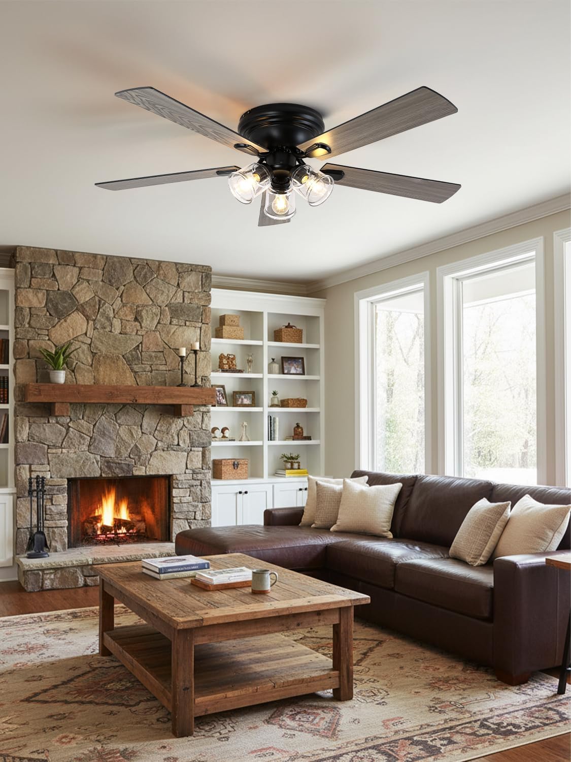 52 Inch Vintage Ceiling Fan with Light and Remote Control