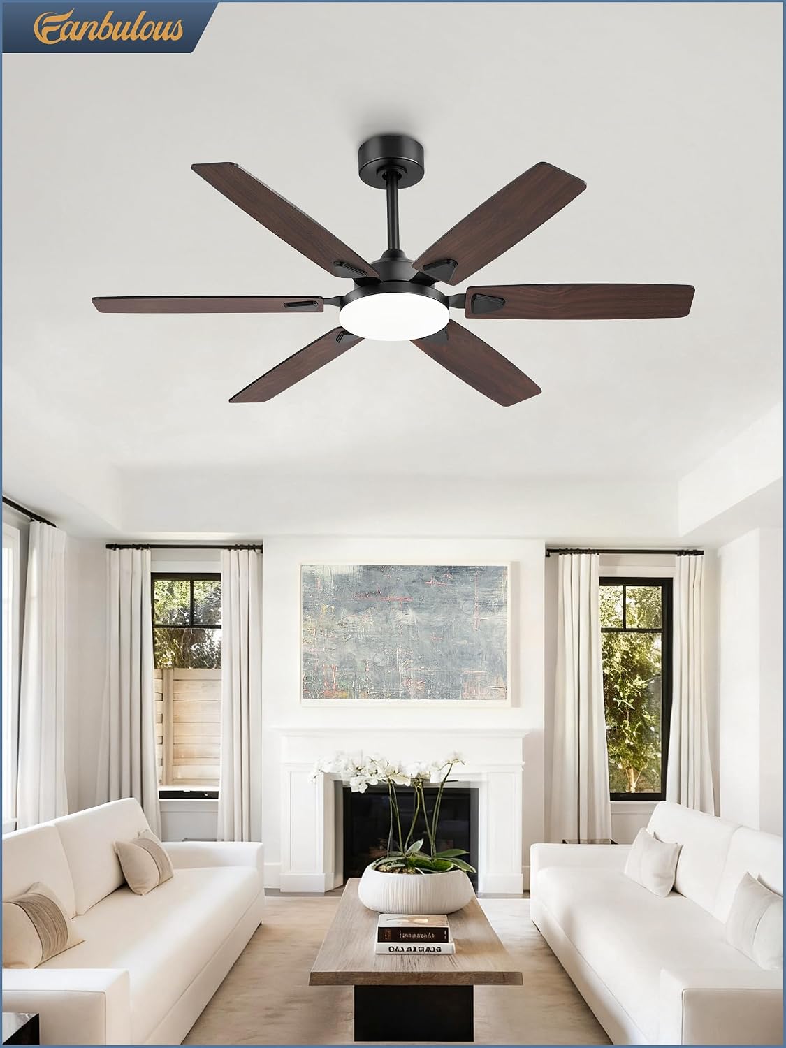 Fanbulous 52 Inch Ceiling Fans with Lights,Remote Control&2 Rods