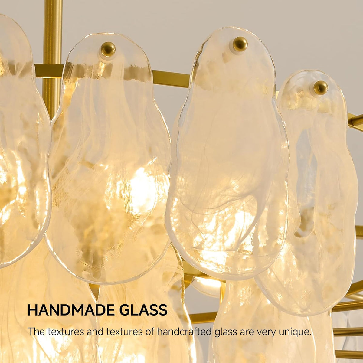 Modern Large Cloud Glass Chandeliers, 31.5" Gold Luxury Crystal Chandelier
