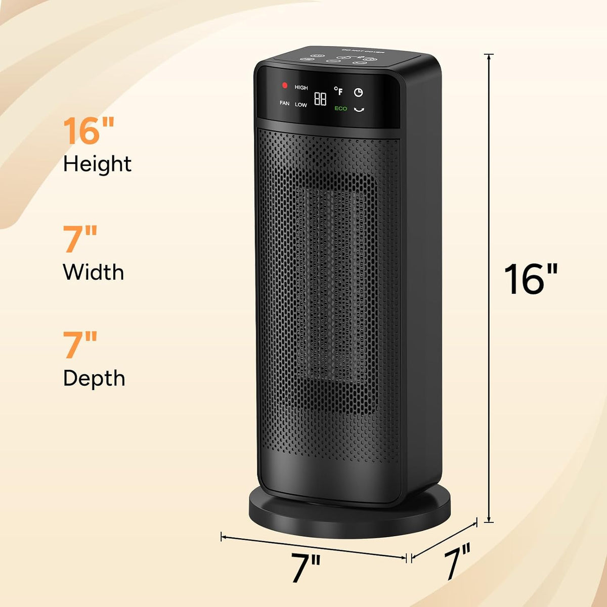 1500W Space Heaters for Indoor Use,PTC Ceramic Electric Heater with Remote