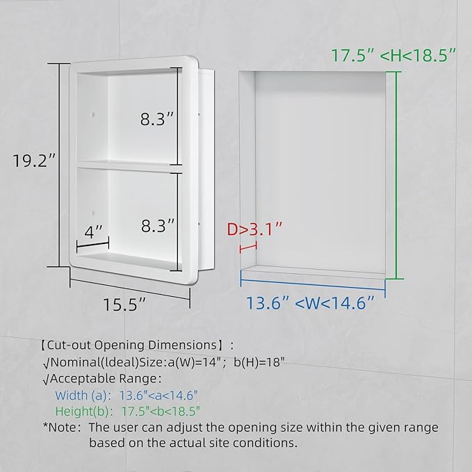 Shower Niche 14x18, Recessed Medicine Cabinet Without Mirror, 304 Stainless