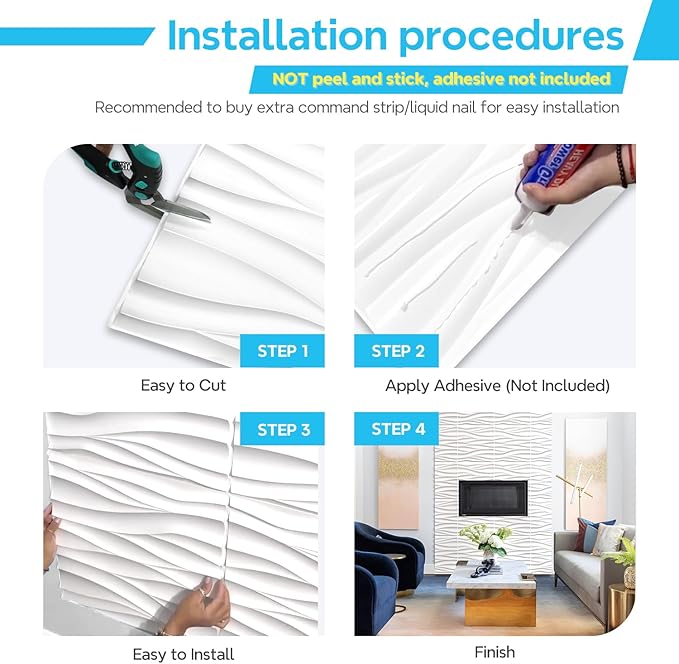 STICKGOO Wave Wall Panels for Interior Wall Decor, Paintable 3D Wall Decor (1...