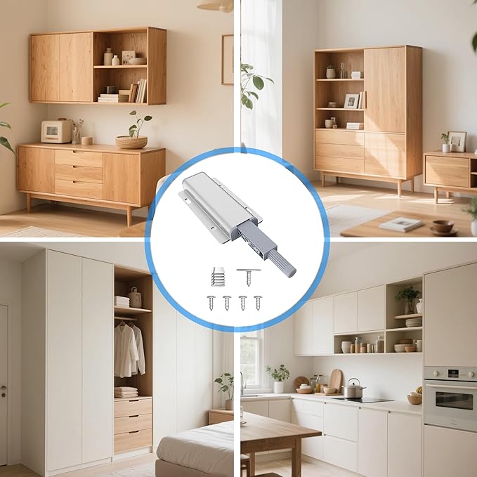 15 Pack Push to Open Cabinet Hardware, Touch Latches